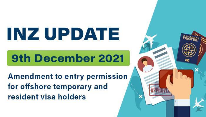 Amendment to Entry Permissions for Offshore Temporary and Resident Visa Holders